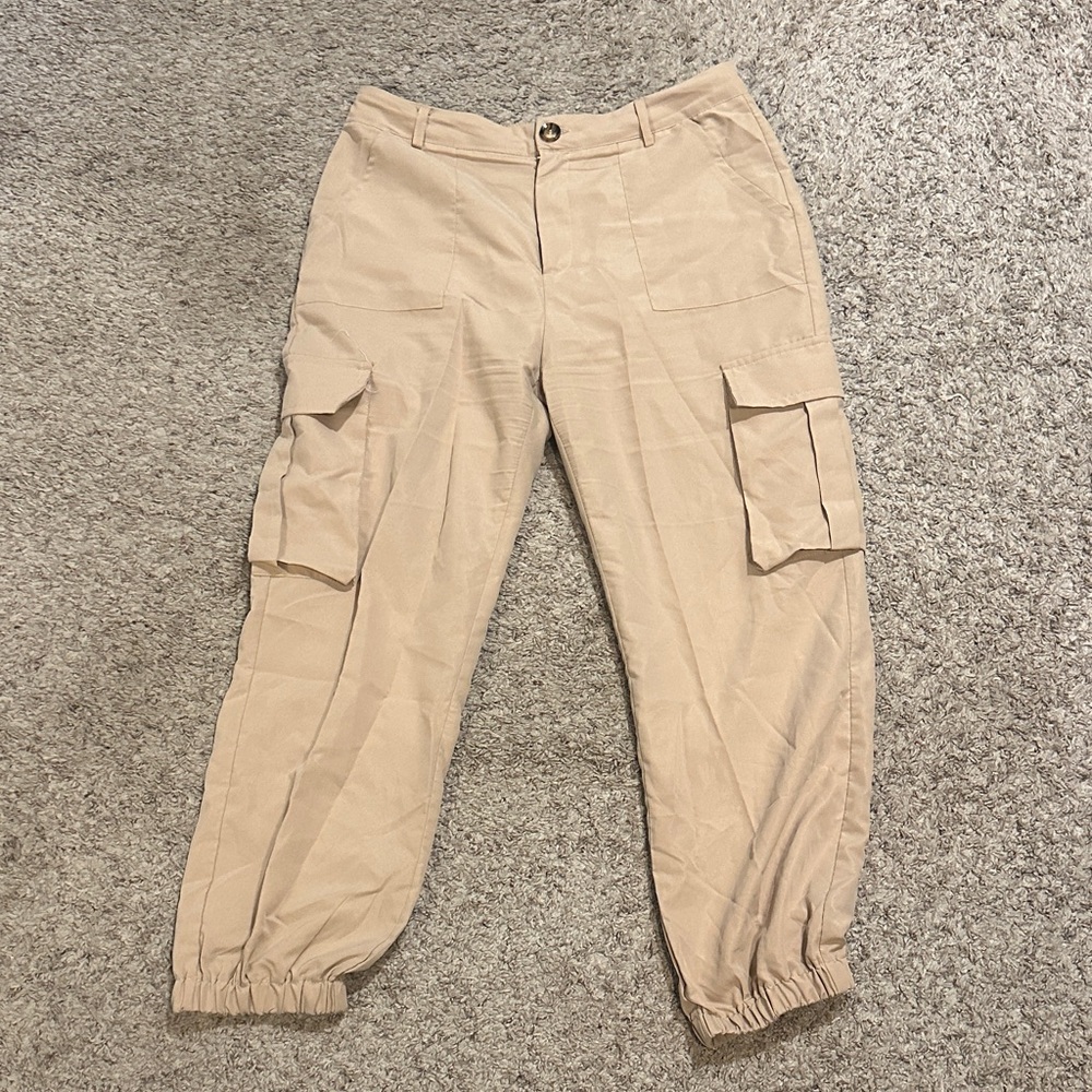 SHEIN Beige Women’s Cargo Jogger Pants with pockets